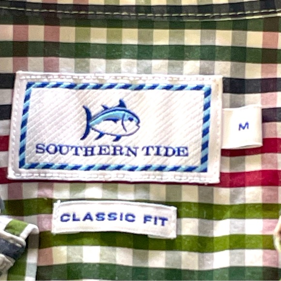 Southern Tide Shirt Button Down Collar Long Sleeve Plaid Breast pocket Red Green - Picture 6 of 9